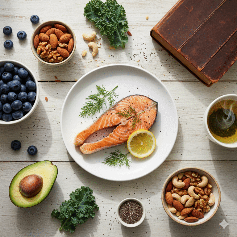 healthy brain foods blueberries salmon nuts